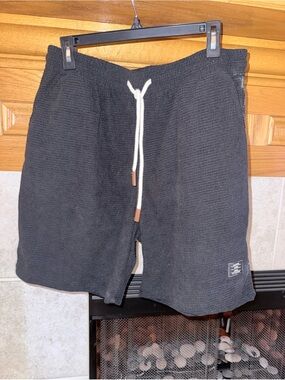 Harper Black Knit Athletic Shorts with White Drawstring